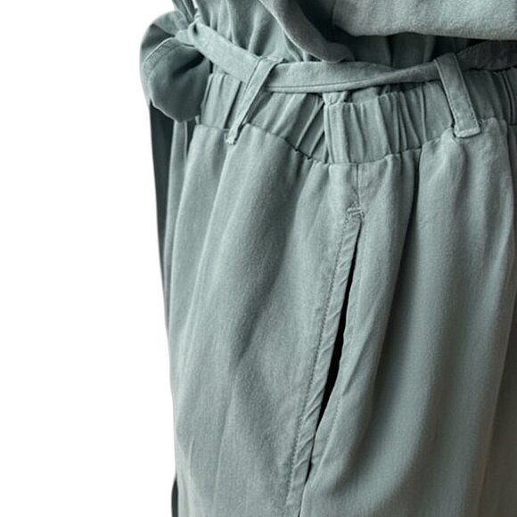 Anthropologie Cloth & Stone Dusty Teal Strapless Wide Leg Jumpsuit M Coastal - Picture 5 of 11